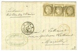 Losange / Col. Gen N° 20 bande de 3 Càd INDE / PONDICHERY sur ...