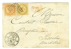 Losange / Col. Gen. N° 3 + 5 Càd REUNION / ST PIERRE sur lettre ...