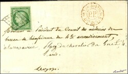 Grille / N° 2 très belles marges Càd de levée rouge PP sur lettre ...