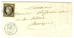 Grille / N° 3 Càd T 15 SANCERRE (17) sur lettre pour Bourges. 1850. ...