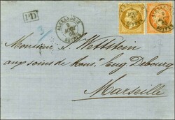 Càd ALEXANDRIE / EGYPTE / N° 21 + N° 23 sur lettre pour Marseille. ...