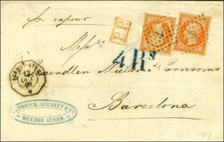 Encre / N° 23 (2) Càd octo BUENOS-AYRES / * 12 OCT. 66 + PP rouge ...