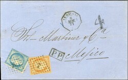 Ancre / N° 37 + 38 Càd octo LA HAVANE / * 6 NOV. 71 sur lettre pour ...