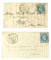 Lot de 2 lettres constitué par 1 ballon monté et la réponse ...