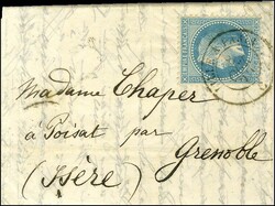 Lettre avec texte daté de Paris le 1er Octobre 1870 pour Grenoble. ...