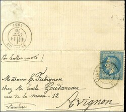 Lettre avec texte daté de Paris le 1er Octobre 1870 pour Avignon. Au ...