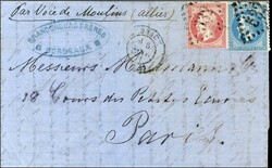 GC 532 / N° 24 80c (Empire dentelé) + N° 29 Càd T 17 BORDEAUX ...