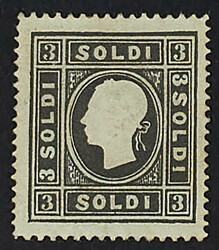 1859 - 3 s. nero con dentellatura lineare 15 x 16 - Raro - Da ...