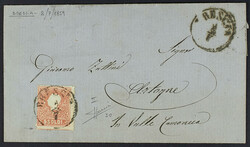 1859 - 5 s. rosso su lettera del 2 luglio da Brescia per Artogne - ...