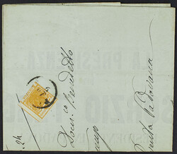 1850 - 5 c. giallo isolato su manifesto del 19 settembre 1856 da ...