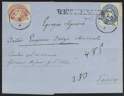 1864 - 5 s. rosa + 10 s. azzurro su raccomandata del 5 gennaio 1866 ...