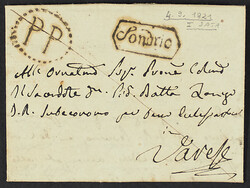 1821/52 - Due lettere (una non affrancata) con annullamenti di ...