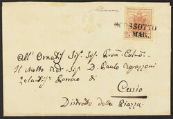 1821/52 - Due lettere (una non affrancata) con annullamenti di ...