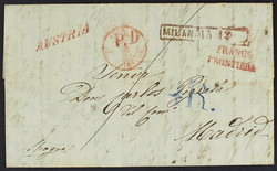 1857 - Spagna - Lettera non affrancata del 15 dicembre 1857 da Milano ...