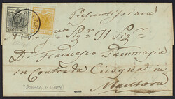 1850 - 5 c. arancio carico + 10 c. nero su lettera del 1° febbraio ...