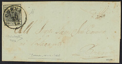 1850 - 10 c. nero isolato su lettera del 10 dicembre da Corna per ...