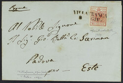 1850 - 15 c. rosso I tipo annullato con lo stampatello diritto di ...