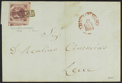 1858 - Due lettere affrancate rispettivamente con 2 gr. I e III ...