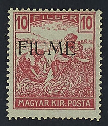 1918 - Mietitori 10 f. carminio I tiratura - Cert. Raybaudi (Sass. n. ...