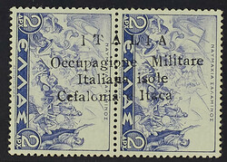 1941 - Miti 2 + 2d. errore "Occupazione" con soprastampa verticale ...