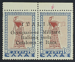 1941 - Miti 10 + 10 l. bordo di foglio superiore con errore "isole" ...
