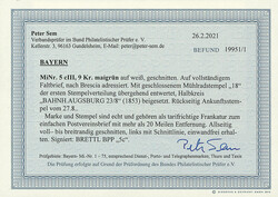 9 Kreuzer maigrün, Type "III", vierseitig voll- bis breitrandig bzw. ...