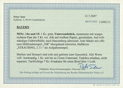 1 Kreuzer grün, großes Unterrandstück bzw. sehr wahrscheinlich ...