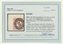 \GROSSE BOGENECKE OBEN LINKS\: 3 Kreuzer karminrot, linke obere ...