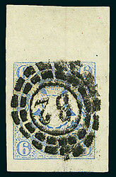 \BOGENECKE OBEN RECHTS\: 6 Kreuzer blau, rechte obere Bogenecke mit ...