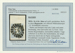 \BOGENECKE OBEN RECHTS\: 6 Kreuzer blau, rechte obere Bogenecke mit ...