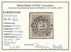 12 Kreuzer violett, vierseitig extrem breitrandig, zentrisch ...