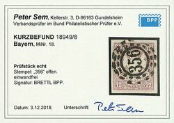 18 Kreuzer violett, vierseitig gleichmäßig breitrandig, wie ...