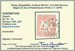 18 Kreuzer dunkelzinnoberrot, vierseitig sehr breitrandig vom rechten ...