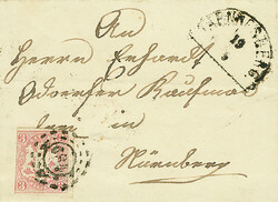 "684" offener Mühlradstempel und Halbkreisstempel "Taennesberg19/5" ...