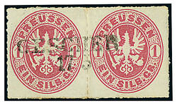 1 Sgr. rosa, waagerechtes Kabinett-Paar mit einem gemittet, klarund ...