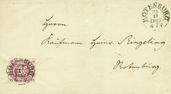 3 Pfennig rotviolett, die seltene "b"-Farbe, Einzelfrankatur ...