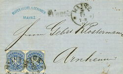 6 Kr. ultramarinblau, waagerechtes Paar auf Brief mit Thurn &amp ...