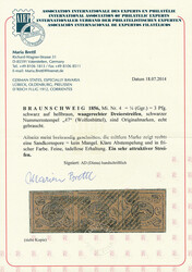 1/4 Ggr. schw./hellgelbbraun, waagerechter Dreierstreifen, allseits ...