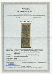 1/4 Ggr. schw./hellgelbbraun, senkrechter Dreierstreifen, vierseitig ...