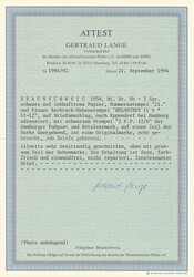 3 Sgr. schw./lebhaftrosa, Schnittriese mit großem Teil der oberen ...