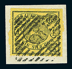 1 Sgr. schw./gelb, bogenförmiger Versuchsdurchstich "B", ...