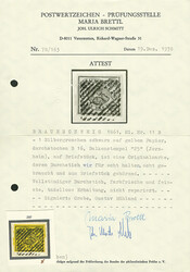 1 Sgr. schw./gelb, bogenförmiger Versuchsdurchstich "B", ...