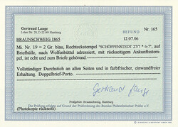 2 Gr. blau, Einzelfrankatur als Doppelbriefporto auf weißem Brief ...