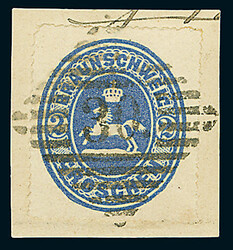 2 Gr. blau, Luxus-Briefstück mit klar und perfekt gerade ...