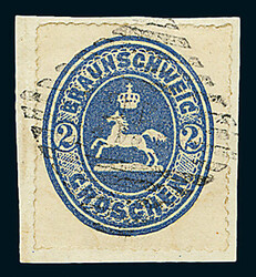 2 Gr. blau, weißes Luxus-Briefstück mit zentrisch zart aufgesetztem ...