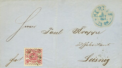 "26." und Aufgabe-K2 "Hehlen 9 Nov.1864", beide Stempel in Blau, auf ...
