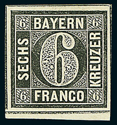 \PROBEDRUCK\: 6 Kreuzer schwarz auf weißem Papier ohne Seidenfaden, ...