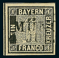1 Kreuzer tiefschwarz, Platte 1, gute "b"-Farbe, Plattenfehler "XI" = ...