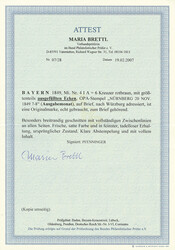 6 Kreuzer braun, Type "I", Abart "mit ausgefüllten Ecken ...