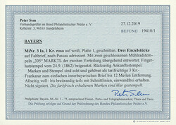 1 Kreuzer rosa, Platte 1, drei voll- bis breitrandige Exemplare, ...